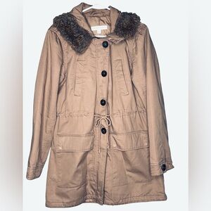 New York & Company Faux Fur Utility Jacket Medium